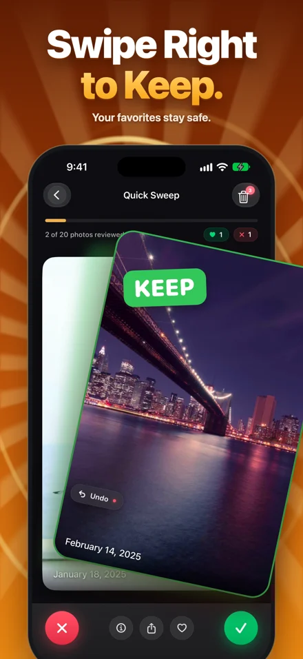 App screenshot: choose cleanup priorities